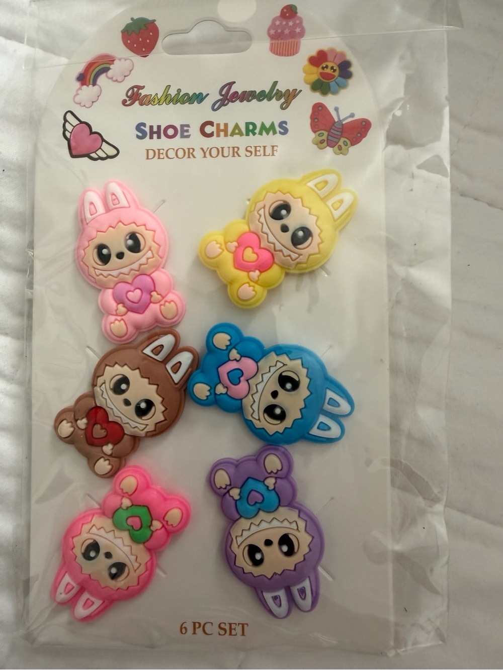 Labubu style - Cute Character Shoe Charms - Multicolor 6pc Set